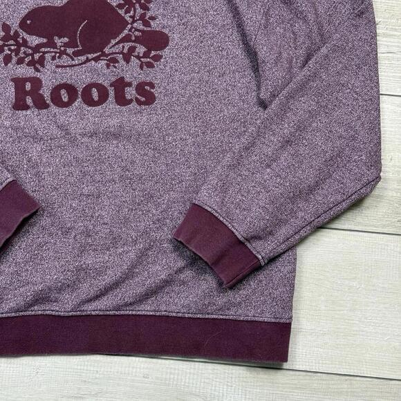 Roots Canada Maroon Beaver Logo Crewneck Sweatshirt Heather Burgundy Size M Wmns - Picture 5 of 8